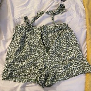 Floral green shorts